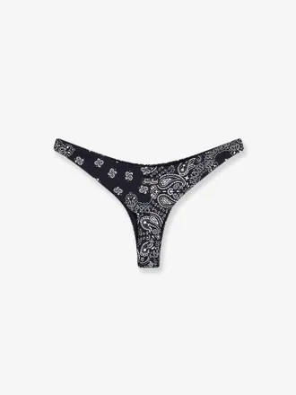 MC2 Saint Barth Paisley Stretch Nylon Bikini Bottoms - Black