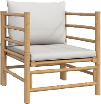 vidaXL Sof&aacute; De Jard&iacute;n Bamb&uacute; Con Cojines Gris Claro Vidaxl