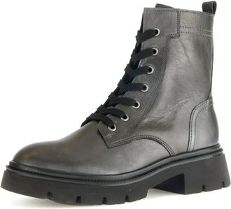 Gabor Enkelboot met veters - Dames - Veterlaarzen - Grijs - 37 EU - Leer - Schoenen