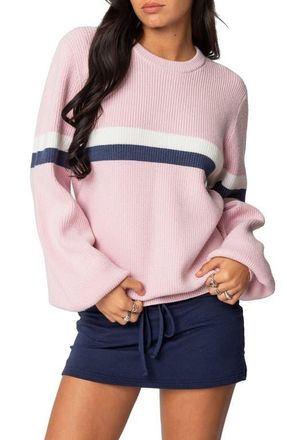 Edikted Nautical Stripe Oversize Sweater in Pink at Nordstrom, Size X-Large