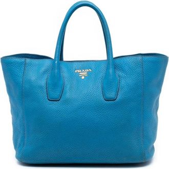 Prada Pre-owned Tote Bags, female, Blue, Size: ONE SIZE Pre-owned Vintage Leather Tote Bag