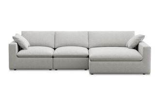 Castlery Modular Customized Wide Chaise Sectional Sofa with Machine Washable Covers and Feather-filled Cushions - White by Castlery