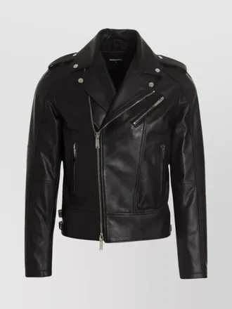 Dsquared2 leather double-breasted biker jacket