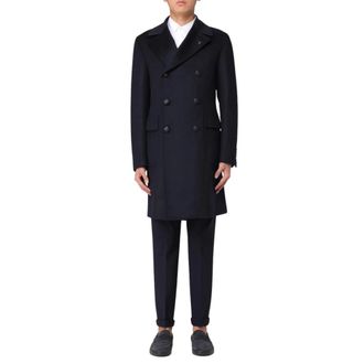Tagliatore Double-Breasted Coats, male, Blue, Size: XL Double-Breasted Coat