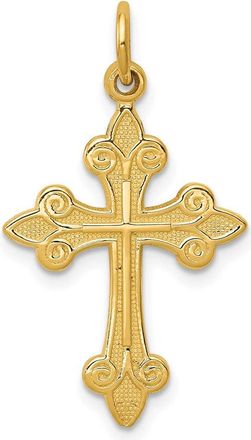 Diamond2Deal 14k Yellow Gold Fleur De Lis Cross Pendant