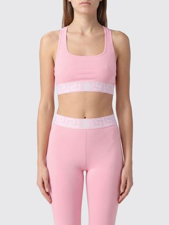 Versace Top cropped Greca in cotone stretch