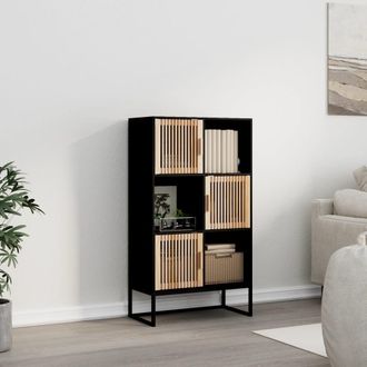 vidaXL Vidaxl - Aparador Alto Madera Contrachapada Negro 70x35x125 Cm