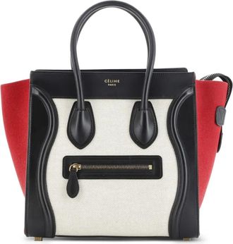 Celine Tricolor Luggage Bag Canvas and Leather Micro tote bag - Zwart