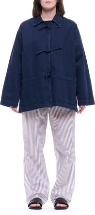 Cellar Door Straight Cotton Trousers with Multicolor Vertical Stripes