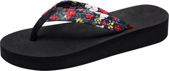 Generic Women Thick Heel Flip Flops Fashionable Summer Sandals with Clip Toe and Herringbone Design for Beach Comfort (Black, 4.5)