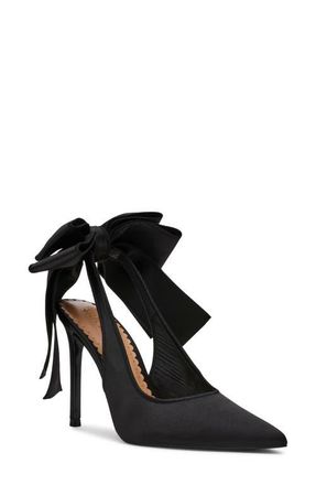 Steve Madden Teacup Slingback Pointed Toe Pump in Black Satin at Nordstrom, Size 9