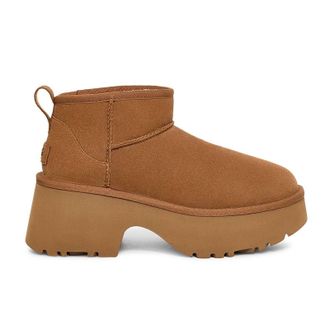 UGG Classic Ultra Mini New Heights Suede Womens Ankle Boots - Chestnut - Size:UK 4
