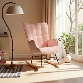 OEM Sill&oacute;n Mecedora - Terciopelo Teddy piel De Durazno - H92cm - 150kg M&aacute;x - Confort &Oacute;ptimo