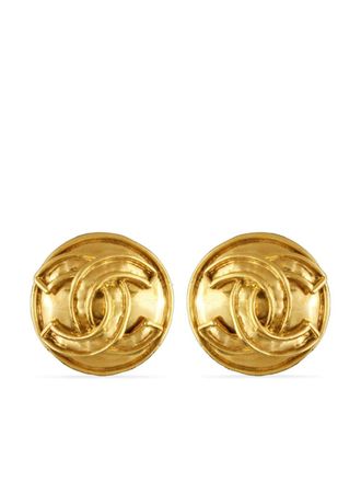 Chanel 1990s oorclips met CC logo - Goud