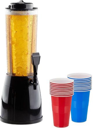 Relaxdays Relaxdays Dispensador De Cerveza Con Recipiente Para Hielo, Agua, Zumo, Bebidas, 2,5 L, 20 Vasos Beer Pong, Multicolor
