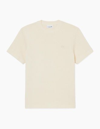 Lacoste Mens Lacoste TH2665 Cotton Knitted Jacquard T-Shirt - Tan - Size: 42