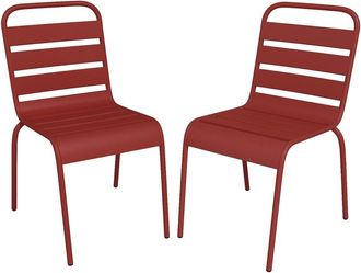 VENTE-UNIQUE.COM Silla de jard&iacute;n acero rojo