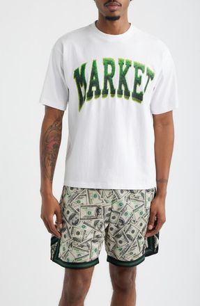 Market SMILEY Take the Gold Arc Logo Graphic T-Shirt in White at Nordstrom, Size Xx-Large