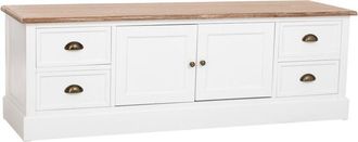 Wanderlust Deco Mueble Bajo De Madera Blanco 2 Puertas Y 4 Cajones 154x45x51.5h Cm