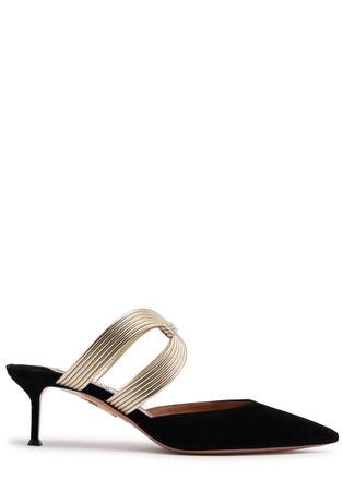 Aquazzura Aquazzura Esencia 50 Sculpted Suede Mules - Black - 40 (IT40 / UK7)