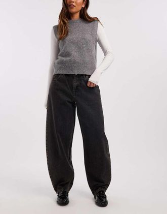 Dr. Denim Nanci - Jeans bombati comodi a vita medio alta nero slavato