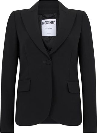 Moschino Enkelrijig Jasje - Dames - Blazers - Zwart - XS - Leer - Jassen