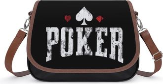 Generic Grunge POKER Crossbody Bag Womens Handbag PU Message Bags Shoulder Purse with Adjustable Strap