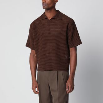 Auralee Brown mesh knit polo