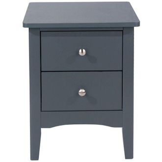 Home Source Industries Home Source - Bedside Cabinet 2 Drawer Bedroom Drawer Side Table Nightstand Metal Handles Blue