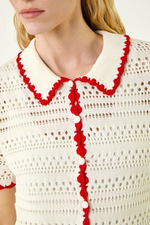 Roman Collar Button Knit Top