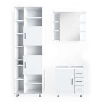 Vicco Conjunto De Muebles De Ba&ntilde;o Ilias, Blanco, 3 Piezas, Con Mueble Bajo 60 Cm
