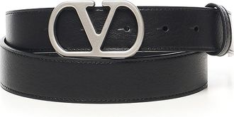 Valentino Garavani Vlogo Singature Leather Belt