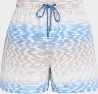 Bugatchi Men & apos;s Cruz Short-Length Horizon Line Swim Trunks