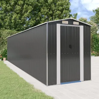 Berkfield Home Garden Shed Anthracite 192x855x223 cm Galvanised Steel in Black | Size: 192 x 855 x 223 cm