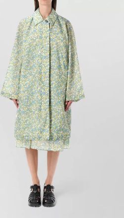 Prada blossom print midi trench coat