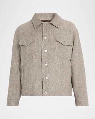 Frame Denim Mens Wool Tweed Trucker Jacket