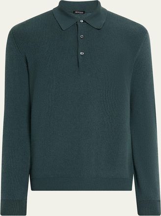 Kiton Mens Cashmere Rib Polo Sweater