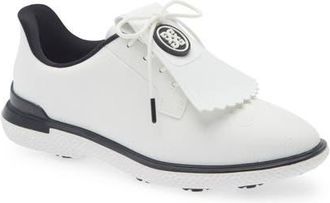 G/Fore Gallivan2R Debossed Heart Gs Kiltie Golf Shoe in Snow/Onyx at Nordstrom, Size 10.5