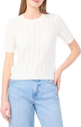 CeCe by Cynthia Steffe Pointelle Knit Sweater in Egret at Nordstrom Rack, Size X-Large