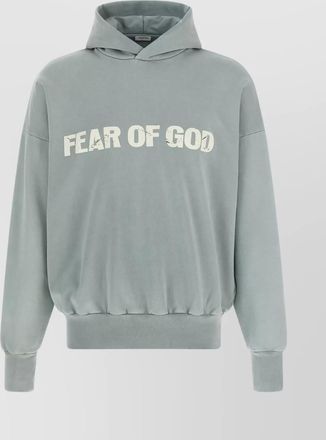 Fear of God cozy hoodie with printed design ribbed cuffs hem