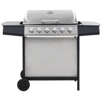vidaXL Barbacoa De Gas Con 6 Zonas De Cocci&oacute;n Acero Inoxidable Plateado