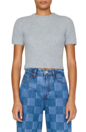 Frame Denim Short Sleeve Alpaca Blend Sweater in Chambray Blue at Nordstrom, Size Medium