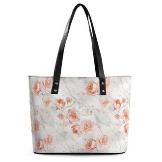 Generic White Marble Rose Gold Tote Bags for Women Cute Shoulder Purses Handbags