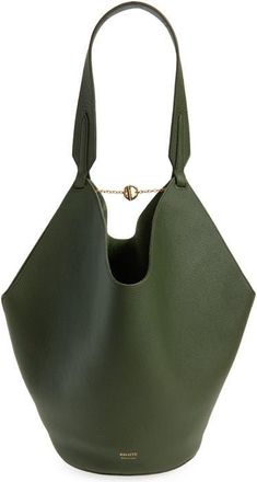Khaite Small Lotus Leather Top Handle Bag in Bottle Green at Nordstrom