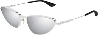 Alexander McQueen Zilveren Zonnebril Am 0522S - Dames - Zonnebrillen - Grijs - 56 MM - Accessoires