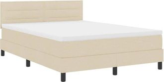 vidaXL Cama Box Spring Con Colch&oacute;n Con Colch&oacute;n Crema 160 X 200 Cm Tela Vidaxl