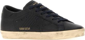 Golden Goose Womens Navy Blue Leather Super-Star Sneakers