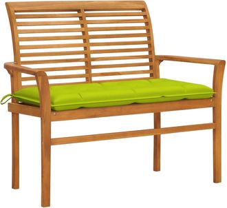 vidaXL Banco De Jard&iacute;n Madera De Teca Con Coj&iacute;n Verde Brillante 112 Cm Vidaxl