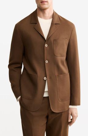 Mango Wool Blend Sport Coat in Orange Brown at Nordstrom, Size 38