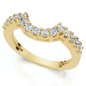 Pompeii3 1/4Ct Notched Diamond Guard Anniversary Ring 14k Gold Lab Grown
